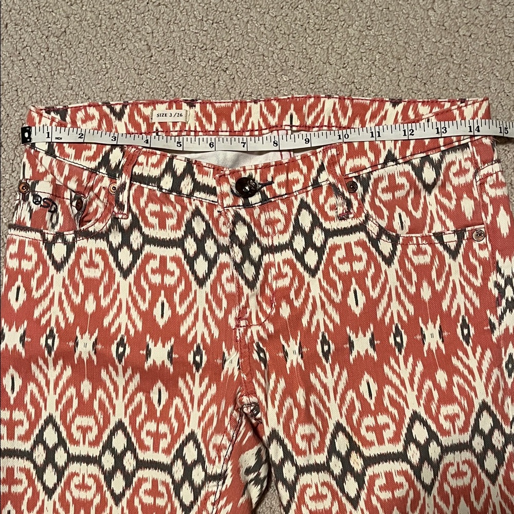 Quiksilver Red and Black Patterned Skinny Jeans